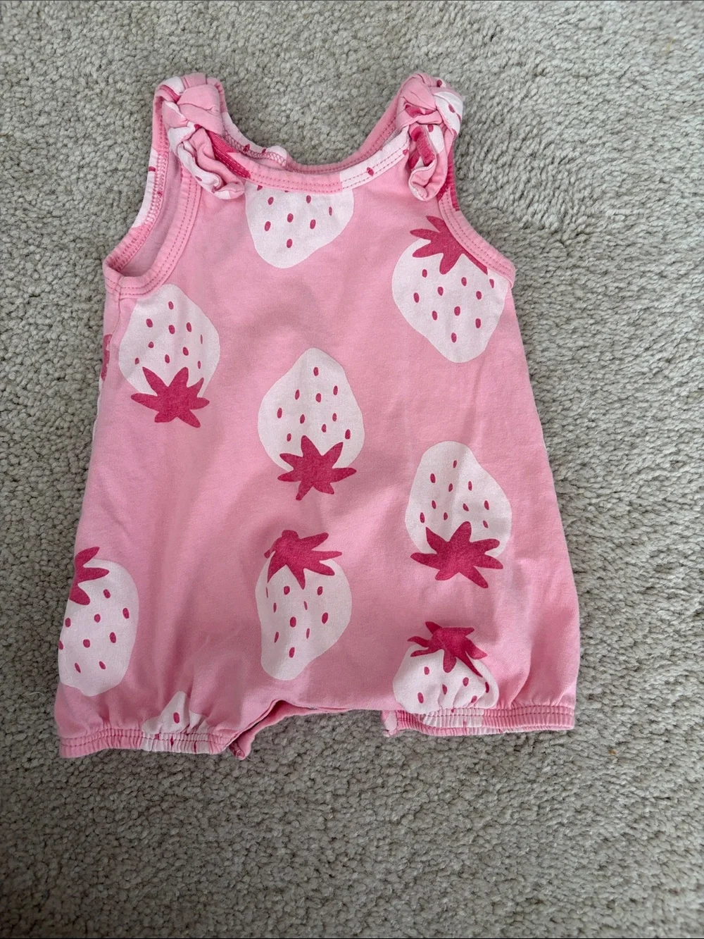 Pink Strawberry Print Baby Romper